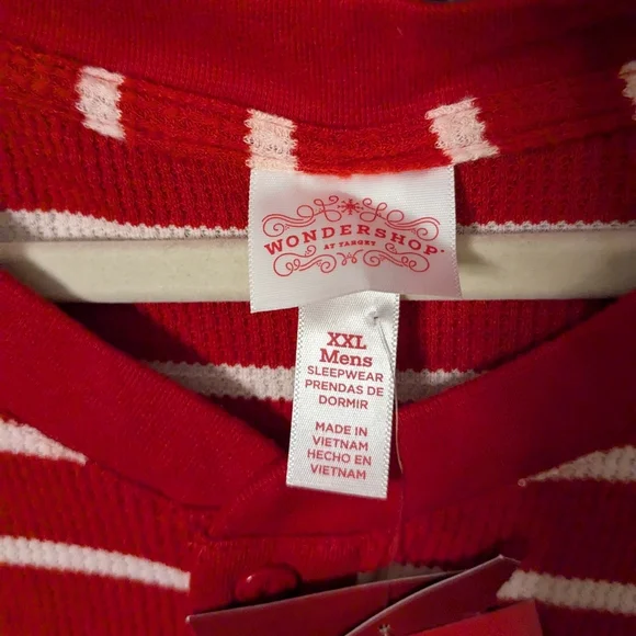 Target Wonder Shop XXL Mix & Match Men's Sleep Top Red Stripe Waffle Knit NWT - Picture 4 of 4